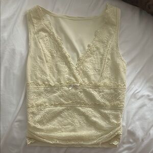 Lace Cream Sleeveless Top